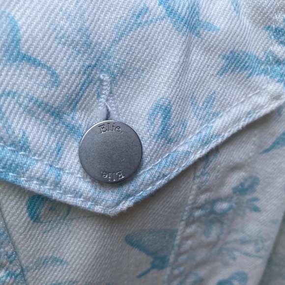 Elie Tahari Whimsical Print Jean Jacket Sz M - Picture 8 of 10
